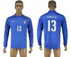Italy #13 Padelli Blue Home Long Sleeves Soccer Country Jersey