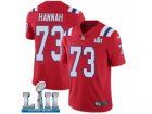 Men Nike New England Patriots #73 John Hannah Red Alternate Vapor Untouchable Limited Player Super Bowl LII NFL Jersey