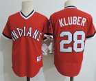 Indians #28 Corey Kluber Red Cooperstown Collection Throwback Jersey