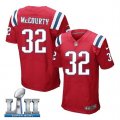 Mens Nike New England Patriots #32 Devin McCourty Red 2018 Super Bowl LII Elite Jersey