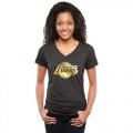 Womens Los Angeles Lakers Gold Collection V-Neck Tri-Blend T-Shirt Black
