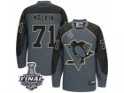 Mens Reebok Pittsburgh Penguins #71 Evgeni Malkin Authentic Charcoal Cross Check Fashion 2017 Stanley Cup Final NHL Jersey