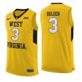 West Virginia Mountaineers 3 James Bolden Yellow College Basketball Jersey