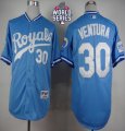 Kansas City Royals #30 Yordano Ventura Light Blue 1985 Turn Back The Clock Wã€€2015 World Series Patch Stitched MLB Jersey