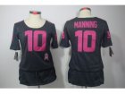 Nike Womens New York Giants #10 Eli Manning Dark grey Jerseys(breast Cancer Awareness)