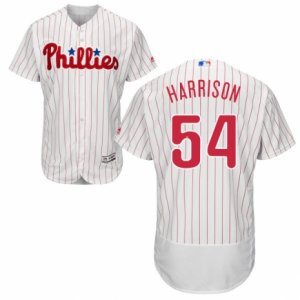 Men\'s Majestic Philadelphia Phillies #54 Matt Harrison White Red Strip Flexbase Authentic Collection MLB Jersey
