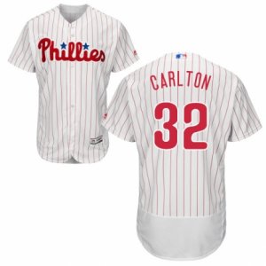 Men\'s Majestic Philadelphia Phillies #32 Steve Carlton White Red Strip Flexbase Authentic Collection MLB Jersey