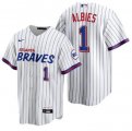 Braves# 1 Ozzie Albies White 2021 City Connect Cool Base Jersey