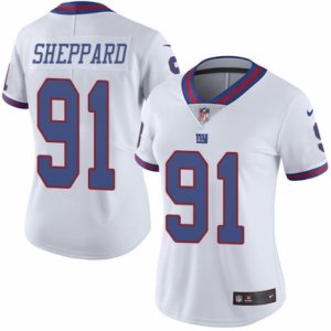 Women\'s Nike New York Giants #91 Kelvin Sheppard Limited White Rush NFL Jersey