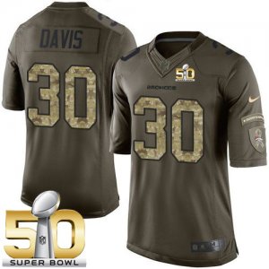 Nike Denver Broncos #30 Terrell Davis Green Super Bowl 50 Men\'s Stitched NFL Limited Salute To Service Jersey