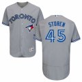 Mens Majestic Toronto Blue Jays #45 Drew Storen Grey Flexbase Authentic Collection MLB Jersey