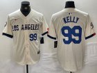 Dodgers 99 Joe Kelly Number Cream Nike 2024 City Connect Cool Base Jersey