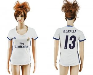 Womens Real Madrid #13 K.Casilla Home Soccer Club Jersey