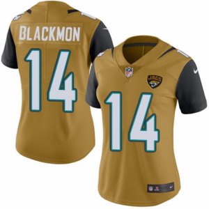 Women\'s Nike Jacksonville Jaguars #14 Justin Blackmon Limited Gold Rush NFL Jersey