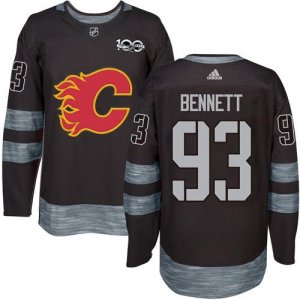 Mens Calgary Flames #93 Sam Bennett Black 1917-2017 100th Anniversary Stitched NHL Jersey