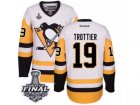 Mens Reebok Pittsburgh Penguins #19 Bryan Trottier Authentic White Away 2017 Stanley Cup Final NHL Jersey