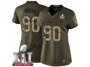 Womens Nike New England Patriots #90 Malcom Brown Limited Green Salute to Service Super Bowl LI 51 NFL Jersey