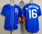 Kansas City Royals #16 Bo Jackson Light Blue Alternate 2 Cool Base W 2015 World Series Patch Stitched MLB Jersey