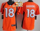 Women Nike Broncos #18 Peyton Manning Orange Team Color Super Bowl 50 NFL Jersey