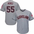 Mens Majestic Cleveland Indians #55 Roberto Perez Replica Grey Road Cool Base MLB Jersey