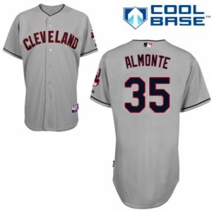 Men\'s Majestic Cleveland Indians #35 Abraham Almonte Authentic Grey Road Cool Base MLB Jersey