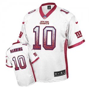Nike New York Giants #10 Eli Manning White Jersey(Elite Drift Fashion)
