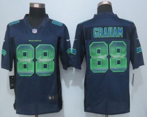 2015 New Nike Seattle Seahawks #88 Graham Navy Blue Strobe Jerseys(Limited)