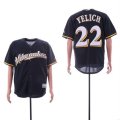 Brewers #22 Christian Yelich Navy Cool Base Jersey