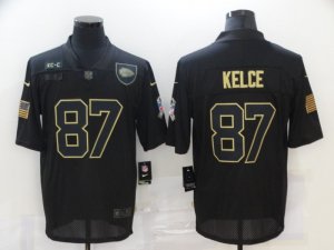 Men Kansas City Chiefs #87 Travis Kelce Black 2020 Salute To Service
