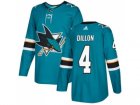 Men Adidas San Jose Sharks #4 Brenden Dillon Teal Home Authentic Stitched NHL Jersey
