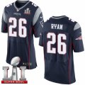 Mens Nike New England Patriots #26 Logan Ryan Elite Navy Blue Team Color Super Bowl LI 51 NFL Jersey