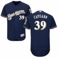 Men's Majestic Milwaukee Brewers #39 Chris Capuano Navy Blue Flexbase Authentic Collection MLB Jersey