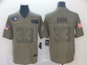 Nike Vikings #33 Dalvin Cook 2019 Olive Salute To Service Limited Jersey