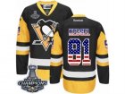 Mens Reebok Pittsburgh Penguins #81 Phil Kessel Premier Black Gold USA Flag Fashion 2017 Stanley Cup Champions NHL Jersey