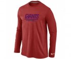 Nike New York Giants Authentic font Long Sleeve T-Shirt Red