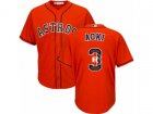 Houston Astros #3 Norichika Aoki Authentic Orange Team Logo Fashion Cool Base MLB Jersey