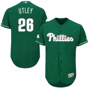 Men\'s Majestic Philadelphia Phillies #26 Chase Utley Green Celtic Flexbase Authentic Collection MLB Jersey