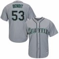 Mens Majestic Seattle Mariners #53 Joaquin Benoit Authentic Grey Road Cool Base MLB Jersey