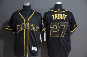 Angels #27 Mike Trout Black Gold Flexbase Jersey