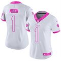 Womens Nike Tennessee Titans #1 Warren Moon White Pink Stitched NFL Limited Rush Fashion Jersey