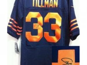 Nike NFL Chicago Bears #33 Charles Tillman blue Jerseys Orange Number(Signed Elite)