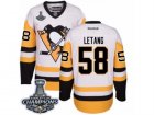 Youth Reebok Pittsburgh Penguins #58 Kris Letang Authentic White Away 2017 Stanley Cup Champions NHL Jersey