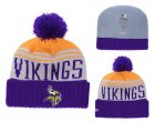 Vikings Gray Purple Team Pride Cufffed Pom Knit Hat YD
