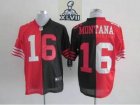 2013 Super Bowl XLVII NEW San Francisco 49ers #16 joe Montana red-black jerseys(Elite split)