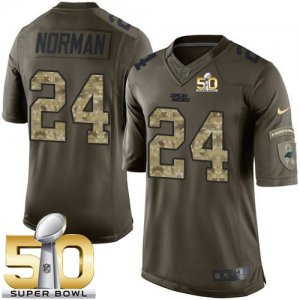 Nike Carolina Panthers #24 Josh Norman Green Super Bowl 50 Men\'s Stitched NFL Limited Salute to Service Jersey