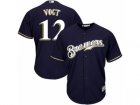 Youth Majestic Milwaukee Brewers #12 Stephen Vogt Authentic Navy Blue Alternate Cool Base MLB Jersey