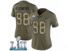 Women Nike New England Patriots #98 Trey Flowers Limited Olive Camo 2017 Salute to Service Super Bowl LII NFL Jersey