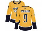 Women Adidas Nashville Predators #9 Filip Forsberg Yellow Home Authentic Stitched NHL Jersey