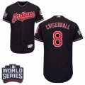 Mens Majestic Cleveland Indians #8 Lonnie Chisenhall Navy Blue 2016 World Series Bound Flexbase Authentic Collection MLB Jersey