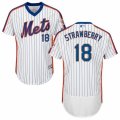 Mens Majestic New York Mets #18 Darryl Strawberry White Royal Flexbase Authentic Collection MLB Jersey